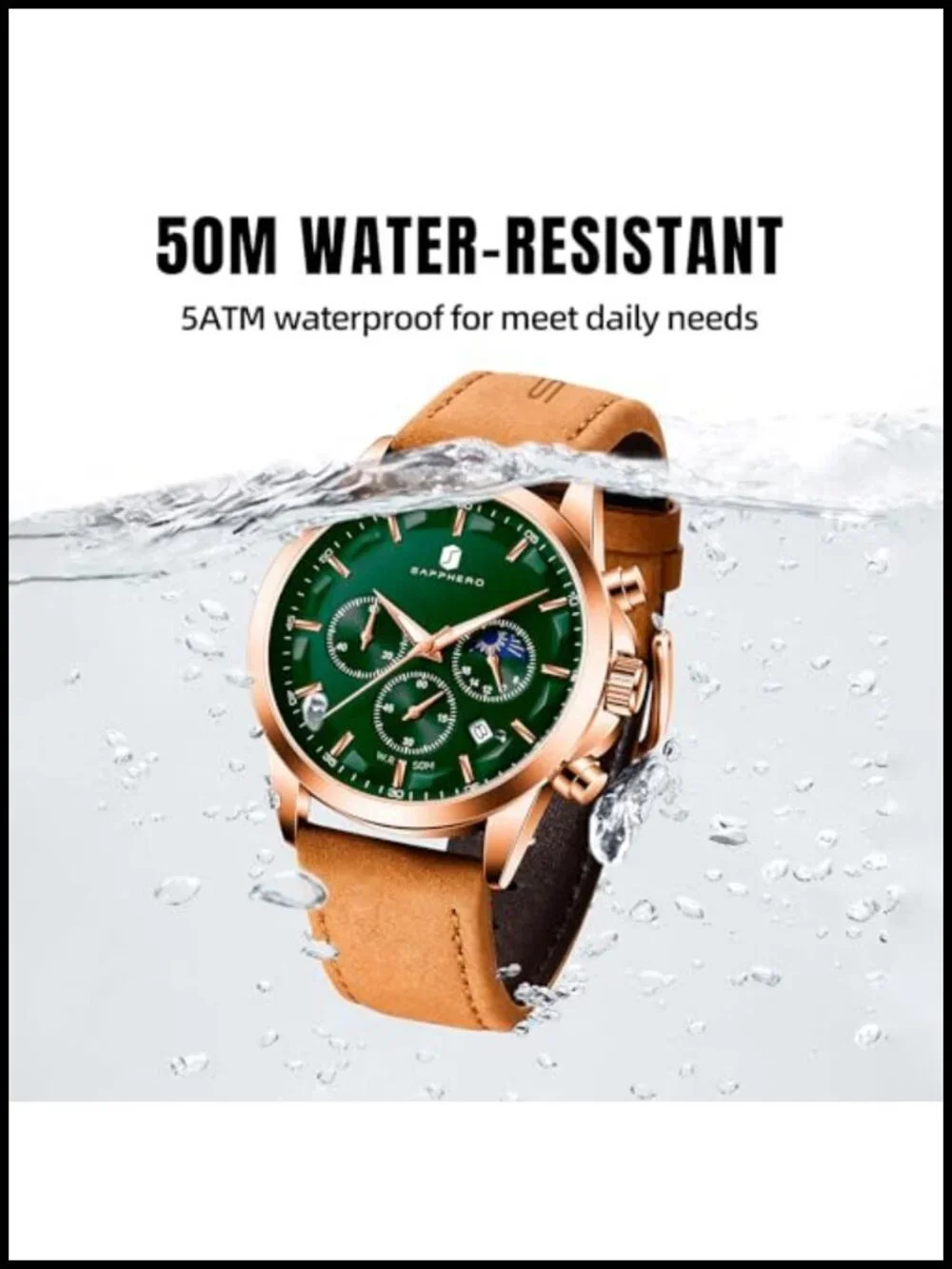 Men's Analog Quartz Chronograph Waterproof Wrist Watch with Calendar
